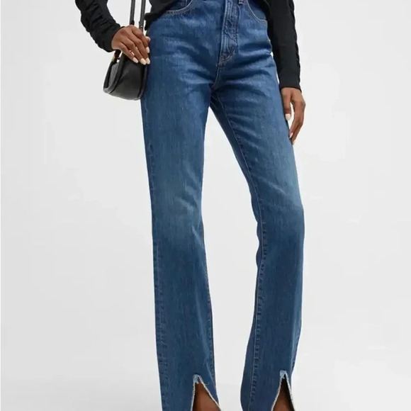 New Veronica Beard Keane Split Hem Straight-Leg Jeans in Bright Blue size 24 B48 - Picture 4 of 9